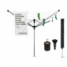 Brabantia Lift-O-Matic Advance για εξωτερικούς χώρους 90300255, 60 m, Ρυθμιζόμενο ύψος, Αγκύρωση σκυροδέματος, Θήκη, Τσάντα με κλιπς, Ανθεκτικό στη διάβρωση, Inox