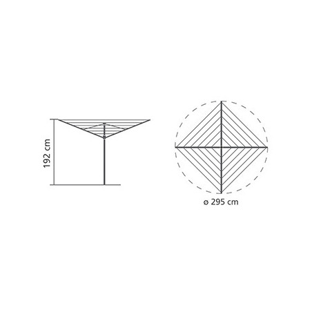 Brabantia TopSpinner για εξωτερικούς χώρους 90300263, 50 m, Μεταλλική ακίδα εκσκαφής, Θήκη, Ανθεκτική στη διάβρωση, Inox