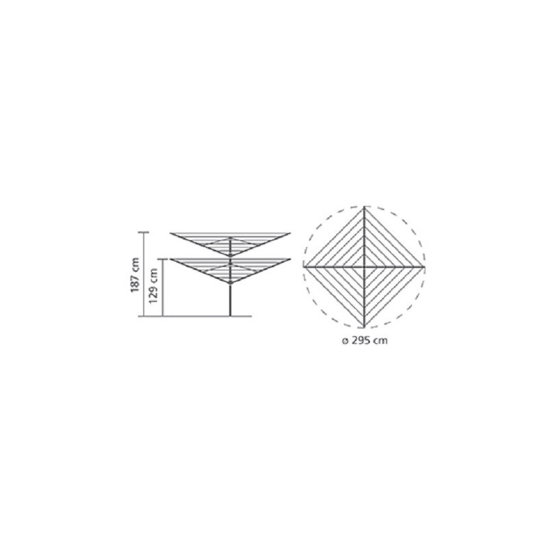 Brabantia Lift-O-Matic για εξωτερικούς χώρους 90300268, 50 m, Ρυθμιζόμενο ύψος, Μεταλλική ακίδα εκσκαφής, Θήκη, Ανθεκτικό στη διάβρωση, Inox
