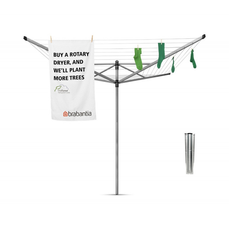 Brabantia Lift-O-Matic για εξωτερικούς χώρους 90300269, 60 m, Ρυθμιζόμενο ύψος, Μεταλλικό καρφί, Ανθεκτικό στη διάβρωση, Inox