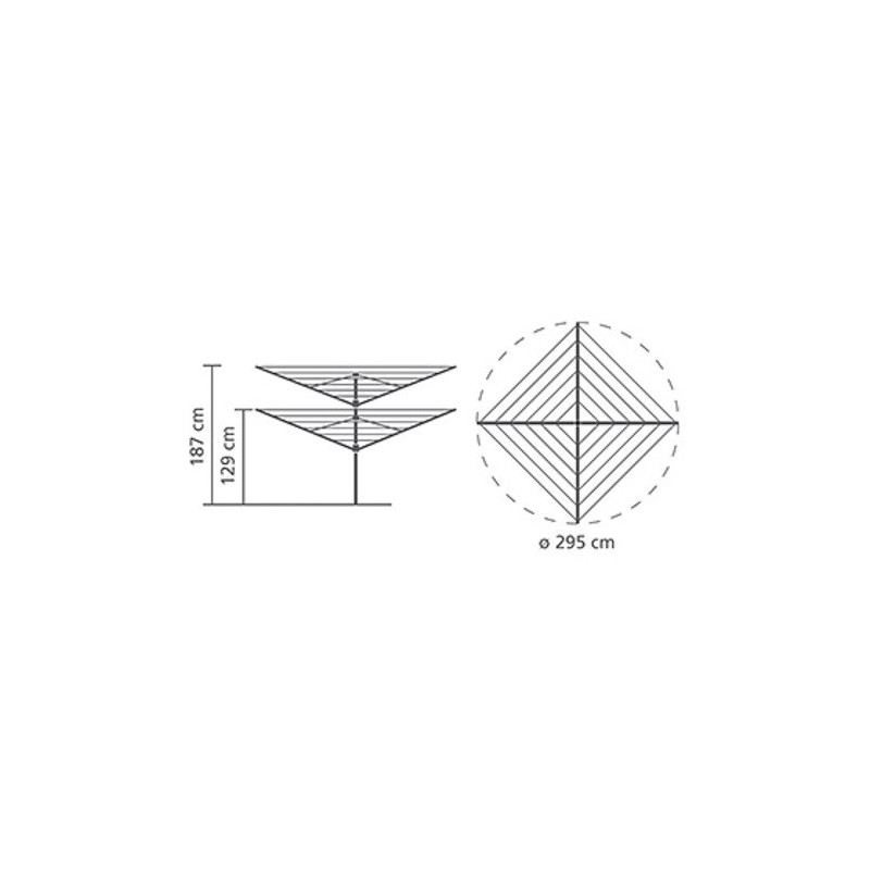 Brabantia Lift-O-Matic για εξωτερικούς χώρους 90300269, 60 m, Ρυθμιζόμενο ύψος, Μεταλλικό καρφί, Ανθεκτικό στη διάβρωση, Inox