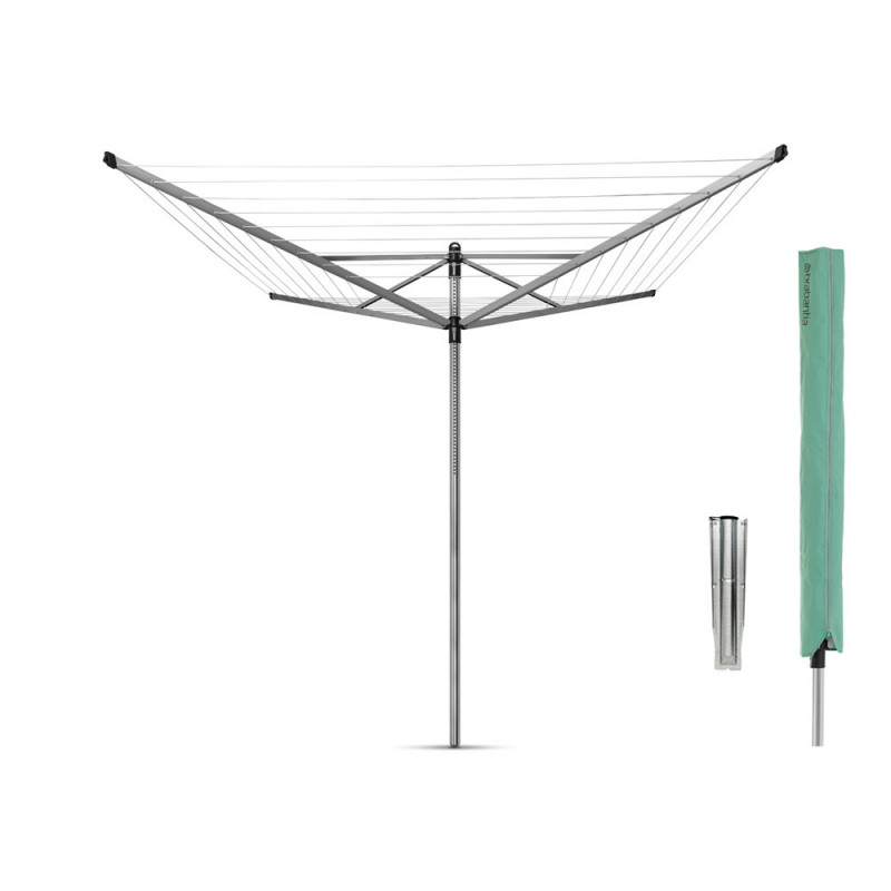 Brabantia Lift-O-Matic για εξωτερικούς χώρους 90300270, 60 m, Ρυθμιζόμενο ύψος, Μεταλλική ακίδα εκσκαφής, Θήκη, Ανθεκτικό στη διάβρωση, Inox