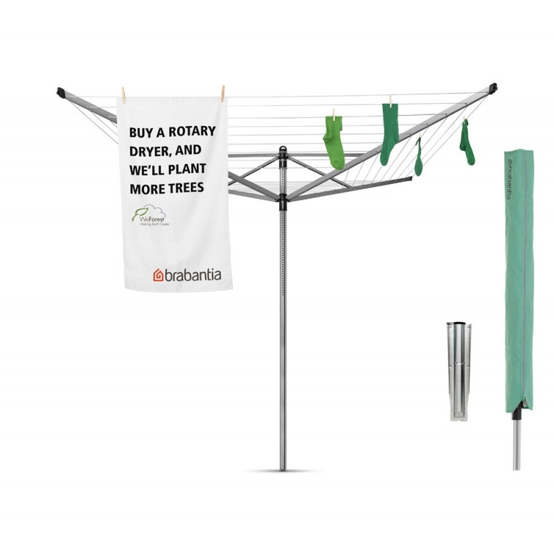 Brabantia Lift-O-Matic για εξωτερικούς χώρους 90300270, 60 m, Ρυθμιζόμενο ύψος, Μεταλλική ακίδα εκσκαφής, Θήκη, Ανθεκτικό στη διάβρωση, Inox