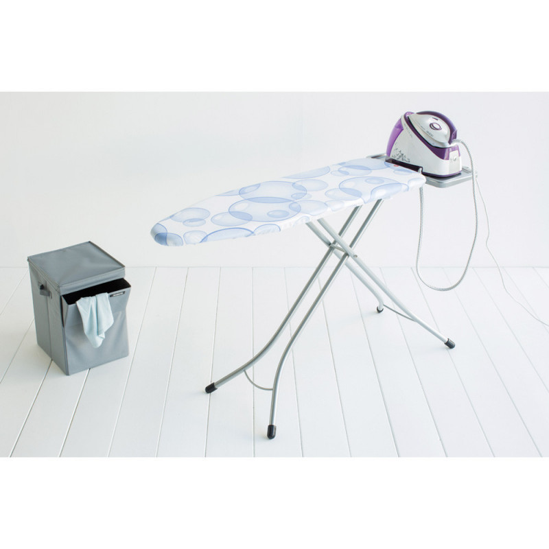 Τραπέζι σιδερώματος Brabantia B 90300120, 124x38 cm, 7 θέσεις ρύθμισης, υποδοχή γεννήτριας ατμού, PerfectFlow, Λευκό/Μπλε