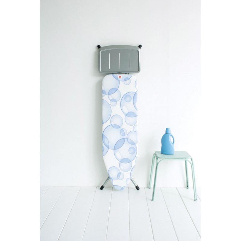 Τραπέζι σιδερώματος Brabantia B 90300120, 124x38 cm, 7 θέσεις ρύθμισης, υποδοχή γεννήτριας ατμού, PerfectFlow, Λευκό/Μπλε