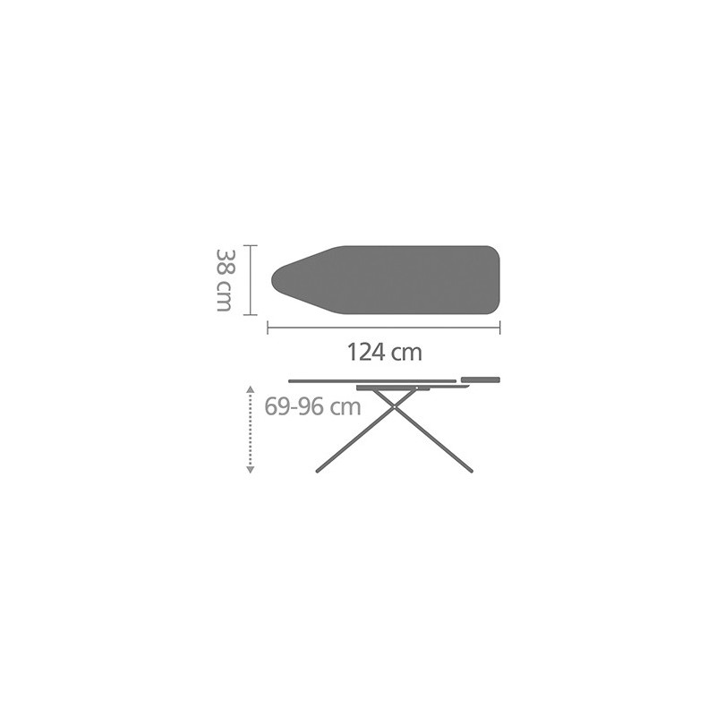 Τραπέζι σιδερώματος Brabantia B 90300120, 124x38 cm, 7 θέσεις ρύθμισης, υποδοχή γεννήτριας ατμού, PerfectFlow, Λευκό/Μπλε