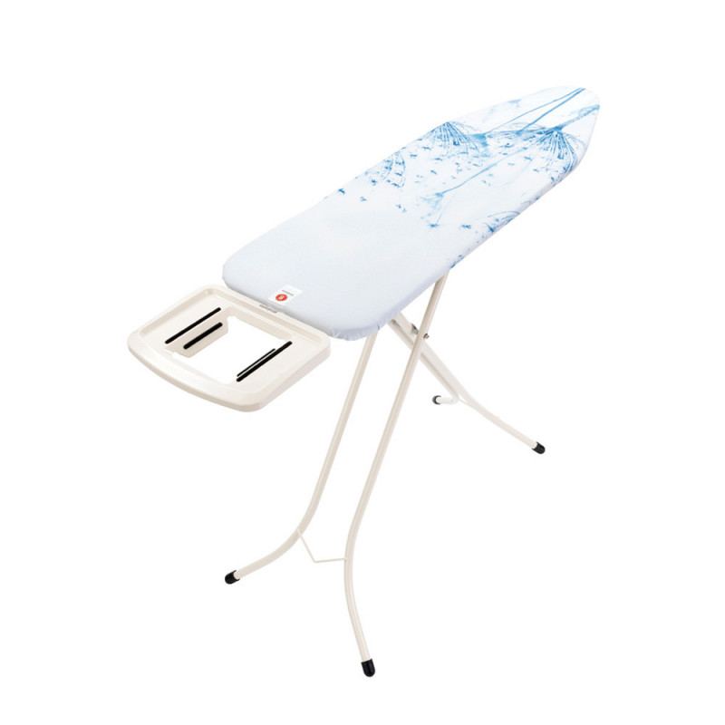 Τραπέζι σιδερώματος Brabantia B 90300125, 124x38 cm, 7 ρυθμιζόμενες θέσεις, Μεγάλη θήκη για σίδερο, Λευκό