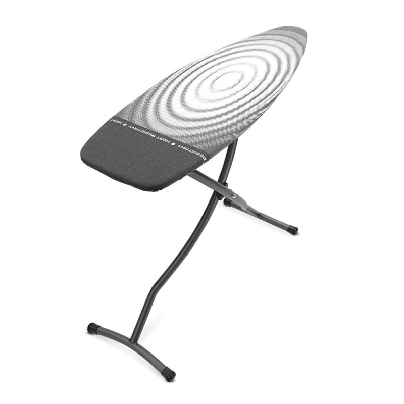 Τραπέζι σιδερώματος Brabantia D 90300136, 135x45 cm, 7 ρυθμιζόμενες θέσεις, ανθεκτική στη θερμότητα ζώνη σιδερώματος, Σκούρο γκρι/λευκό