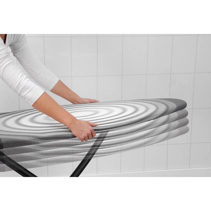 Τραπέζι σιδερώματος Brabantia D 90300136, 135x45 cm, 7 ρυθμιζόμενες θέσεις, ανθεκτική στη θερμότητα ζώνη σιδερώματος, Σκούρο γκρι/λευκό