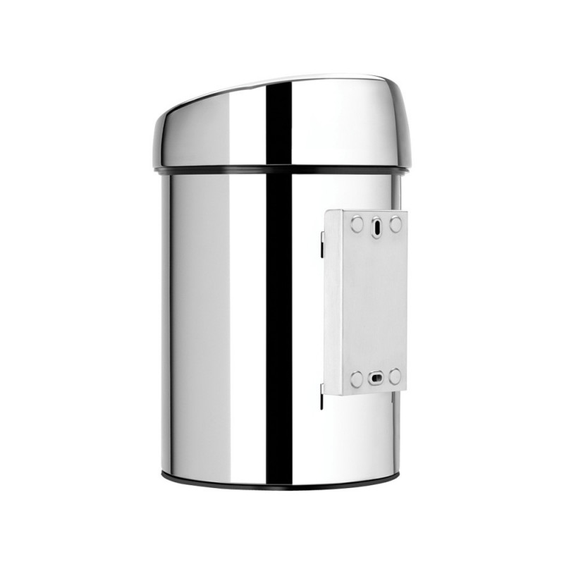 Κάδος Brabantia Touch Bin 647210, 3 L, Ομαλό και αθόρυβο άνοιγμα, Επιτοίχια τοποθέτηση, Λαμπερό ανοξείδωτο ατσάλι