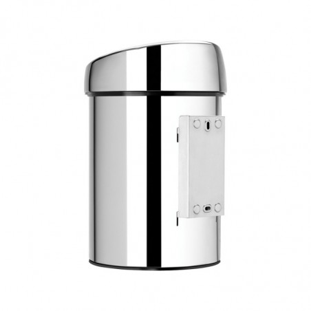 Κάδος Brabantia Touch Bin 647210, 3 L, Ομαλό και αθόρυβο άνοιγμα, Επιτοίχια τοποθέτηση, Λαμπερό ανοξείδωτο ατσάλι