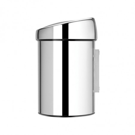 Κάδος Brabantia Touch Bin 647210, 3 L, Ομαλό και αθόρυβο άνοιγμα, Επιτοίχια τοποθέτηση, Λαμπερό ανοξείδωτο ατσάλι
