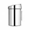 Κάδος Brabantia Touch Bin 647210, 3 L, Ομαλό και αθόρυβο άνοιγμα, Επιτοίχια τοποθέτηση, Λαμπερό ανοξείδωτο ατσάλι