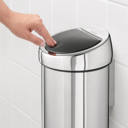 Κάδος Brabantia Touch Bin 647210, 3 L, Ομαλό και αθόρυβο άνοιγμα, Επιτοίχια τοποθέτηση, Λαμπερό ανοξείδωτο ατσάλι