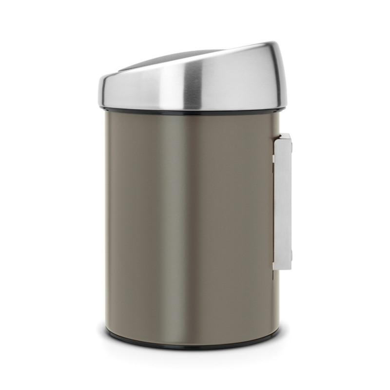 Brabantia Touch Bin 647215, 3 L, Ομαλό και αθόρυβο άνοιγμα, Επίτοιχη τοποθέτηση, Γκρι