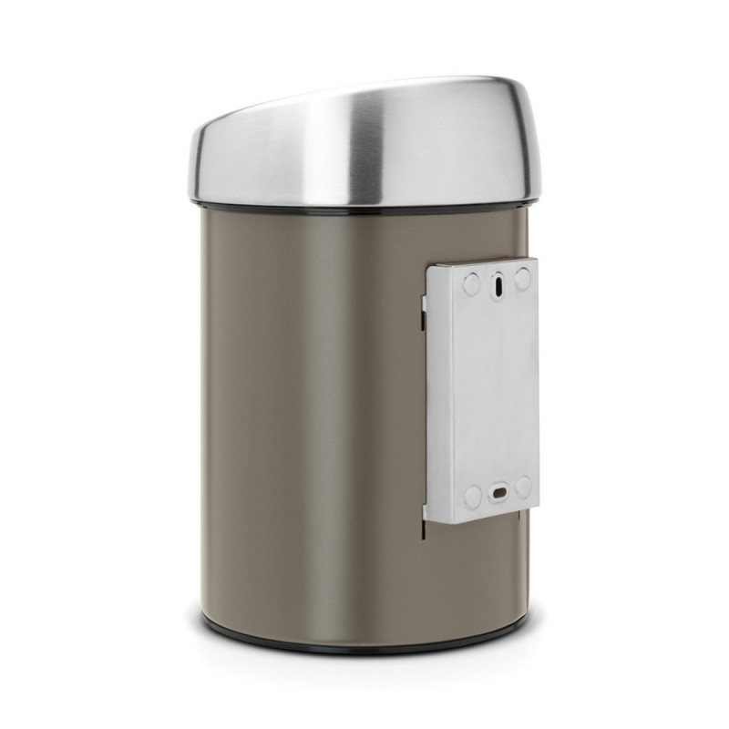Brabantia Touch Bin 647215, 3 L, Ομαλό και αθόρυβο άνοιγμα, Επίτοιχη τοποθέτηση, Γκρι