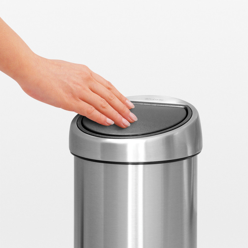 Brabantia Touch Bin 647215, 3 L, Ομαλό και αθόρυβο άνοιγμα, Επίτοιχη τοποθέτηση, Γκρι
