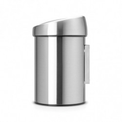 Κάδος Brabantia Touch Bin 647217, 3 L, Ομαλό και αθόρυβο άνοιγμα, Επιτοίχια τοποθέτηση, Ανθεκτικός στα δακτυλικά αποτυπώματα, Inox