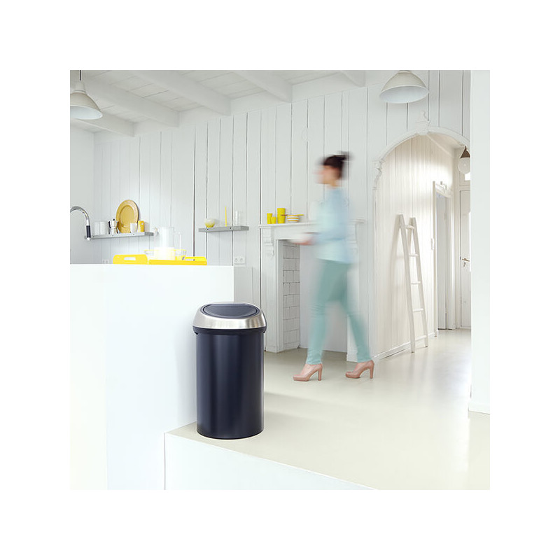 Brabantia Touch Bin 647251, 60 l, Ομαλό και αθόρυβο άνοιγμα, Μαύρο/inox