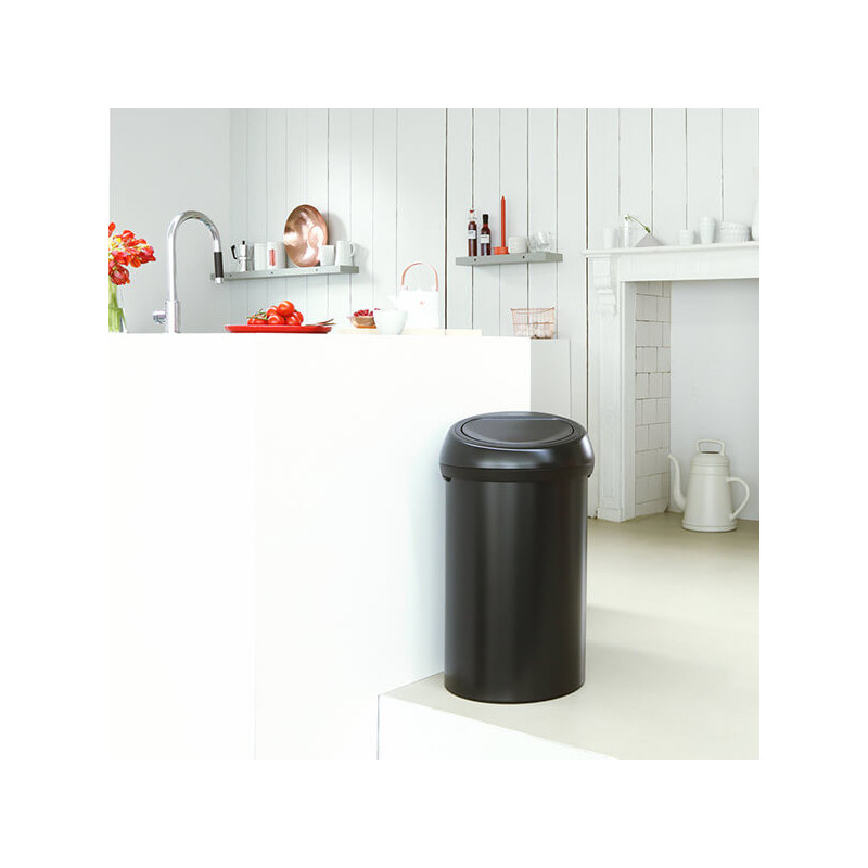 Brabantia Touch Bin 647252, 60 l, Ομαλό και αθόρυβο άνοιγμα, Μαύρο