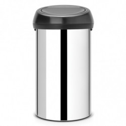 Κάδος BrabantiaTouch 647253, 60 l, Ομαλό και αθόρυβο άνοιγμα, Inox/μαύρο