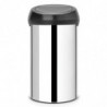 Κάδος BrabantiaTouch 647253, 60 l, Ομαλό και αθόρυβο άνοιγμα, Inox/μαύρο