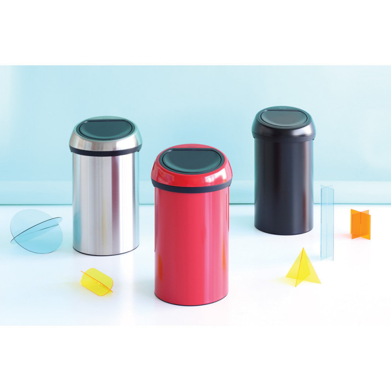 Κάδος BrabantiaTouch 647253, 60 l, Ομαλό και αθόρυβο άνοιγμα, Inox/μαύρο