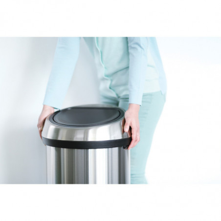 Κάδος BrabantiaTouch 647253, 60 l, Ομαλό και αθόρυβο άνοιγμα, Inox/μαύρο
