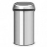 Κάδος Brabantia Touch Bin 647255, 60 l, Ομαλό και αθόρυβο άνοιγμα, ανθεκτικός στα δακτυλικά αποτυπώματα, Inox/matt