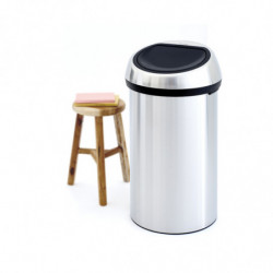 Κάδος Brabantia Touch Bin 647255, 60 l, Ομαλό και αθόρυβο άνοιγμα, ανθεκτικός στα δακτυλικά αποτυπώματα, Inox/matt