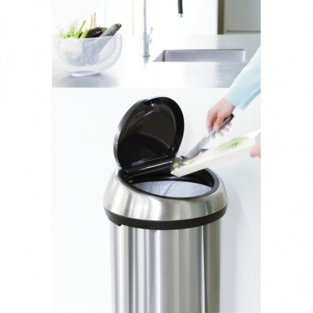Κάδος Brabantia Touch Bin 647255, 60 l, Ομαλό και αθόρυβο άνοιγμα, ανθεκτικός στα δακτυλικά αποτυπώματα, Inox/matt