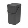 Κάδος διαχωρισμού απορριμμάτων Brabantia Sort&Go 647670, 12 l, Χειρολαβή, Επιτοίχιος, Σκούρο γκρι