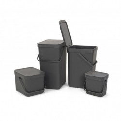 Κάδος διαχωρισμού απορριμμάτων Brabantia Sort&Go 647670, 12 l, Χειρολαβή, Επιτοίχιος, Σκούρο γκρι