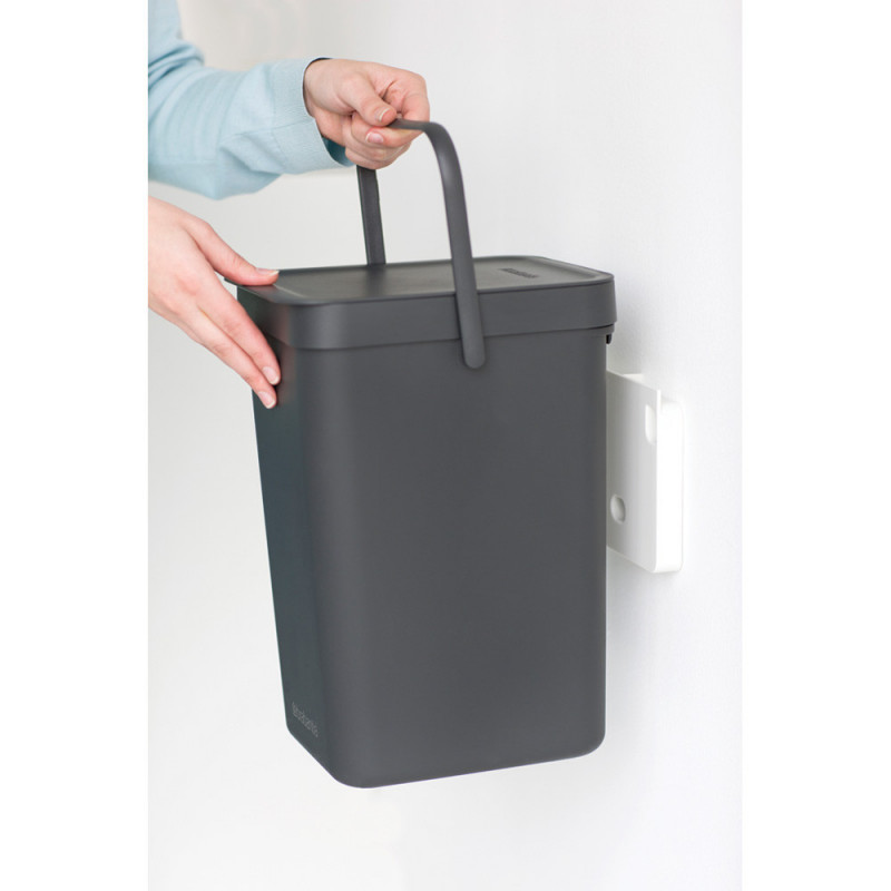 Κάδος διαχωρισμού απορριμμάτων Brabantia Sort&Go 647670, 12 l, Χειρολαβή, Επιτοίχιος, Σκούρο γκρι