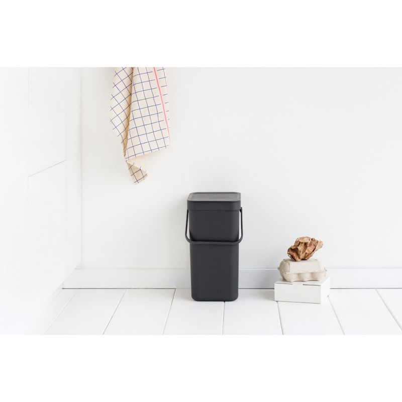 Κάδος διαχωρισμού απορριμμάτων Brabantia Sort&Go 647670, 12 l, Χειρολαβή, Επιτοίχιος, Σκούρο γκρι