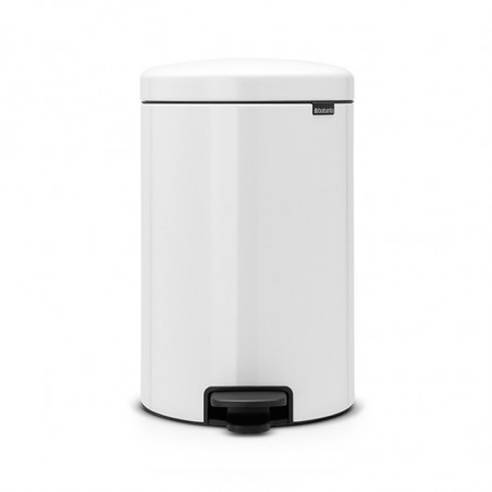 Κάδος με πεντάλ Brabantia NewIcon 649047, 20 l, Ομαλό κλείσιμο, Αντιολισθητική βάση, Μεταλλικός εσωτερικός κάδος, Λευκό
