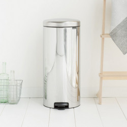 Κάδος με πεντάλ Brabantia NewIcon 649064, 30 l, Εύκολο κλείσιμο, Αντιολισθητική βάση, Μεταλλικός εσωτερικός κάδος, Inox