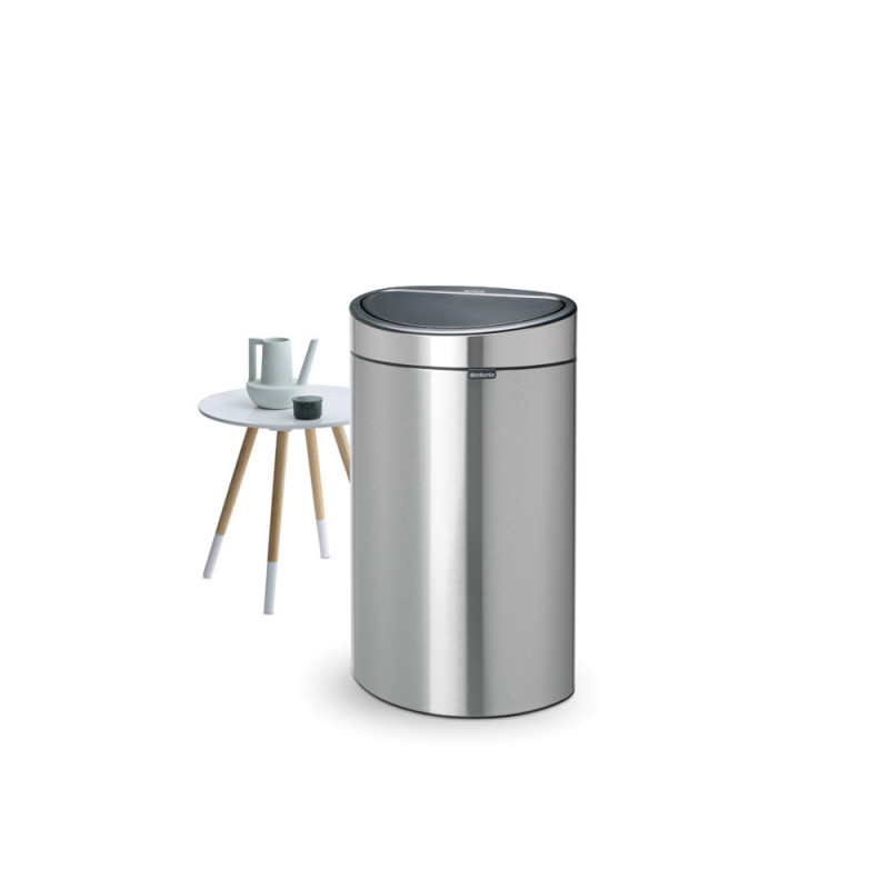 Κάδος απορριμμάτων Brabantia Touch Bin New 649734, 40 λίτρα, Αθόρυβο και ομαλό κλείσιμο, Επίπεδη πλάτη, Ανθεκτικό στα δακτυλικά αποτυπώματα, Ανοξείδωτο/ματ
