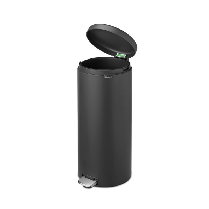 Κάδος με πεντάλ Brabantia NewIcon 649753, 30 l, Ομαλό κλείσιμο, Αντιολισθητική βάση, Σατινέ φινίρισμα, Σκούρο γκρι