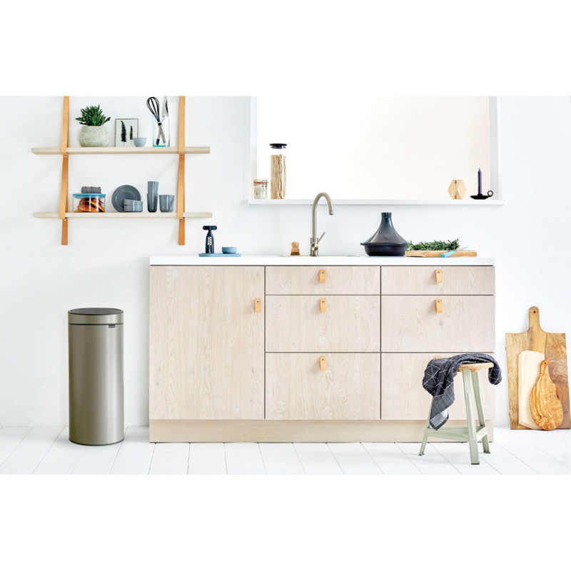 Κάδος Brabantia Touch Bin New 650007, 30 L, αθόρυβο και ομαλό κλείσιμο, γκρι