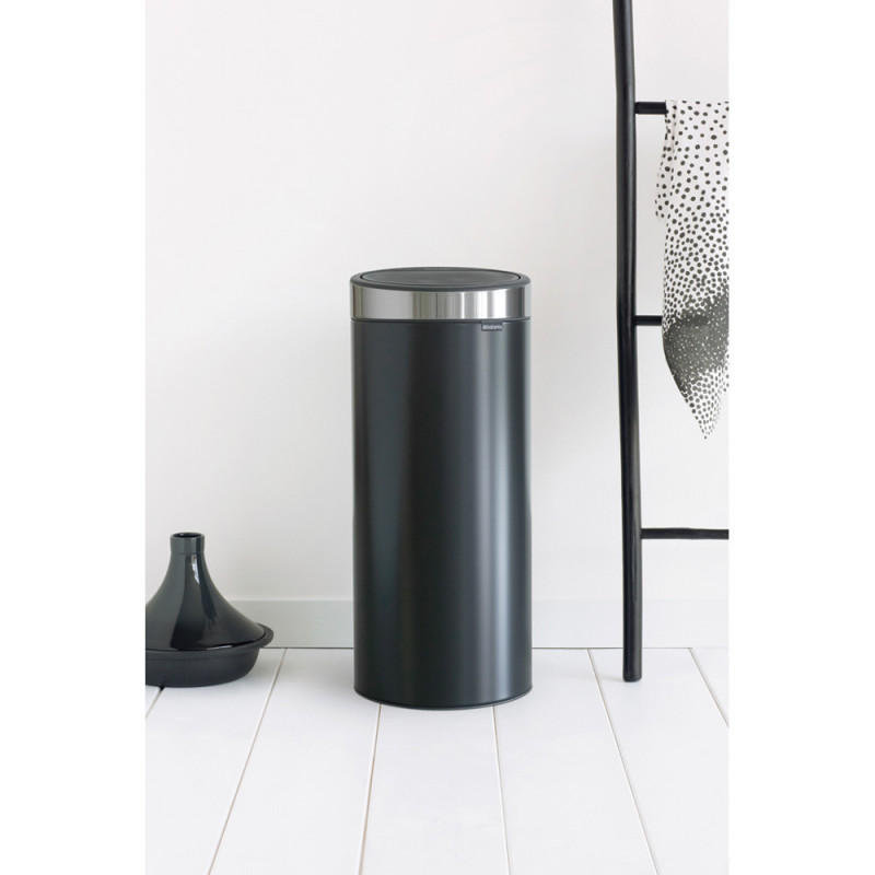 Κάδος Brabantia Touch Bin New 650009, 30 l, αθόρυβο και ομαλό κλείσιμο, μαύρο/inox