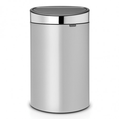 Brabantia Touch Bin New 650528, 40 l, αθόρυβο και ομαλό κλείσιμο, επίπεδη πλάτη, Inox/matt