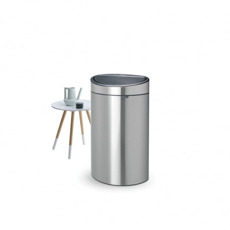 Brabantia Touch Bin New 650532, 40 l, αθόρυβο και ομαλό κλείσιμο, επίπεδη πλάτη, Inox/matt