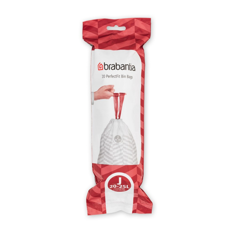 Σακούλες απορριμμάτων Brabantia PerfectFit NewIcon/Bo 650537, μέγεθος J, 20-25 l, 20 τεμάχια, λευκό