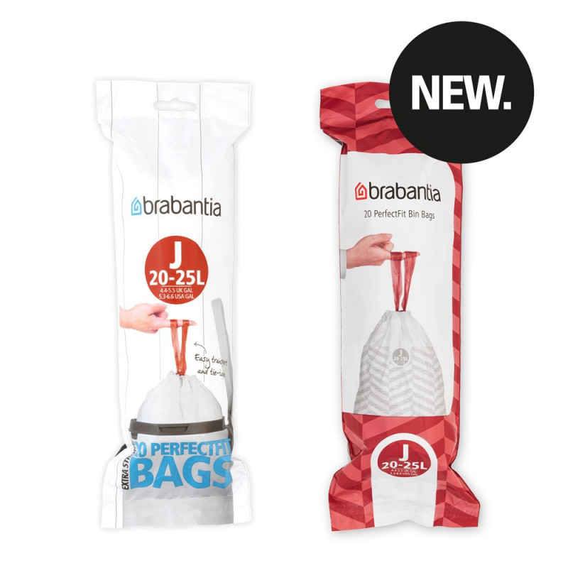 Σακούλες απορριμμάτων Brabantia PerfectFit NewIcon/Bo 650537, μέγεθος J, 20-25 l, 20 τεμάχια, λευκό