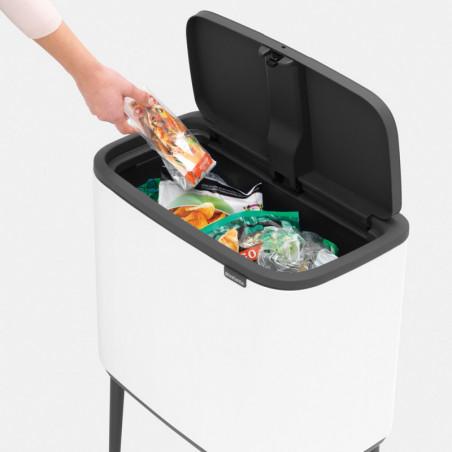 Κάδος Brabantia Bo Touch 651110, 11+23 L, Ομαλό και αθόρυβο άνοιγμα, Μεγάλο άνοιγμα, Λευκό