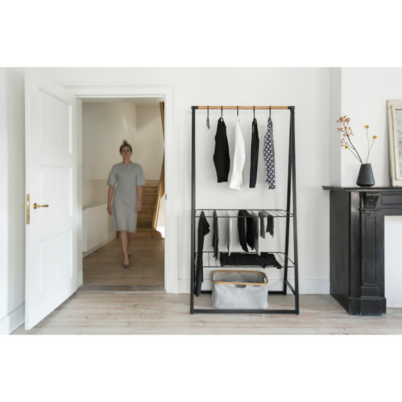 Πολυλειτουργικό ράφι ρούχων Brabantia Linn 1008930, 2 ράφια, Ατσάλι, Μαύρο