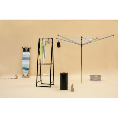 Καλάθι πλυντηρίου Brabantia 1000825, 35 L, Καπάκι από φελλό, Πλήρωση χωρίς άνοιγμα, οπές εξαερισμού, Μαύρο
