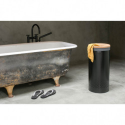 Καλάθι πλυντηρίου Brabantia 1000825, 35 L, Καπάκι από φελλό, Πλήρωση χωρίς άνοιγμα, οπές εξαερισμού, Μαύρο