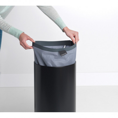 Καλάθι πλυντηρίου Brabantia 1000825, 35 L, Καπάκι από φελλό, Πλήρωση χωρίς άνοιγμα, οπές εξαερισμού, Μαύρο